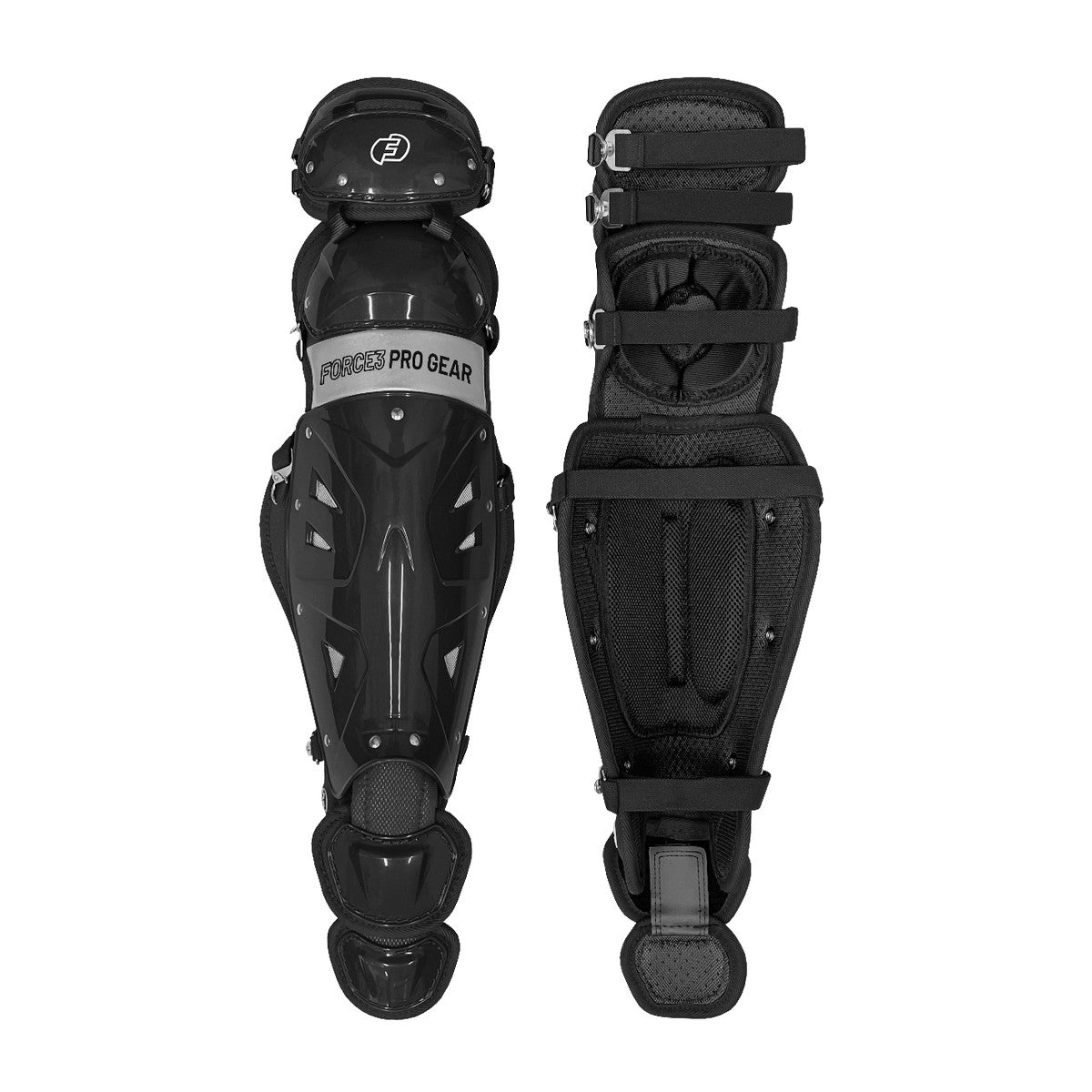 Force3 Baseball Catcher Shin Guards - BLACK