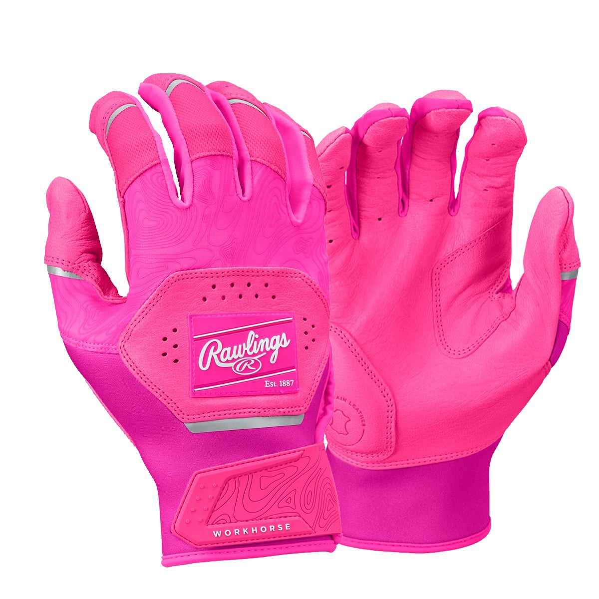 Rawlings Adult Pink Workhorse Baseball Batting Gloves