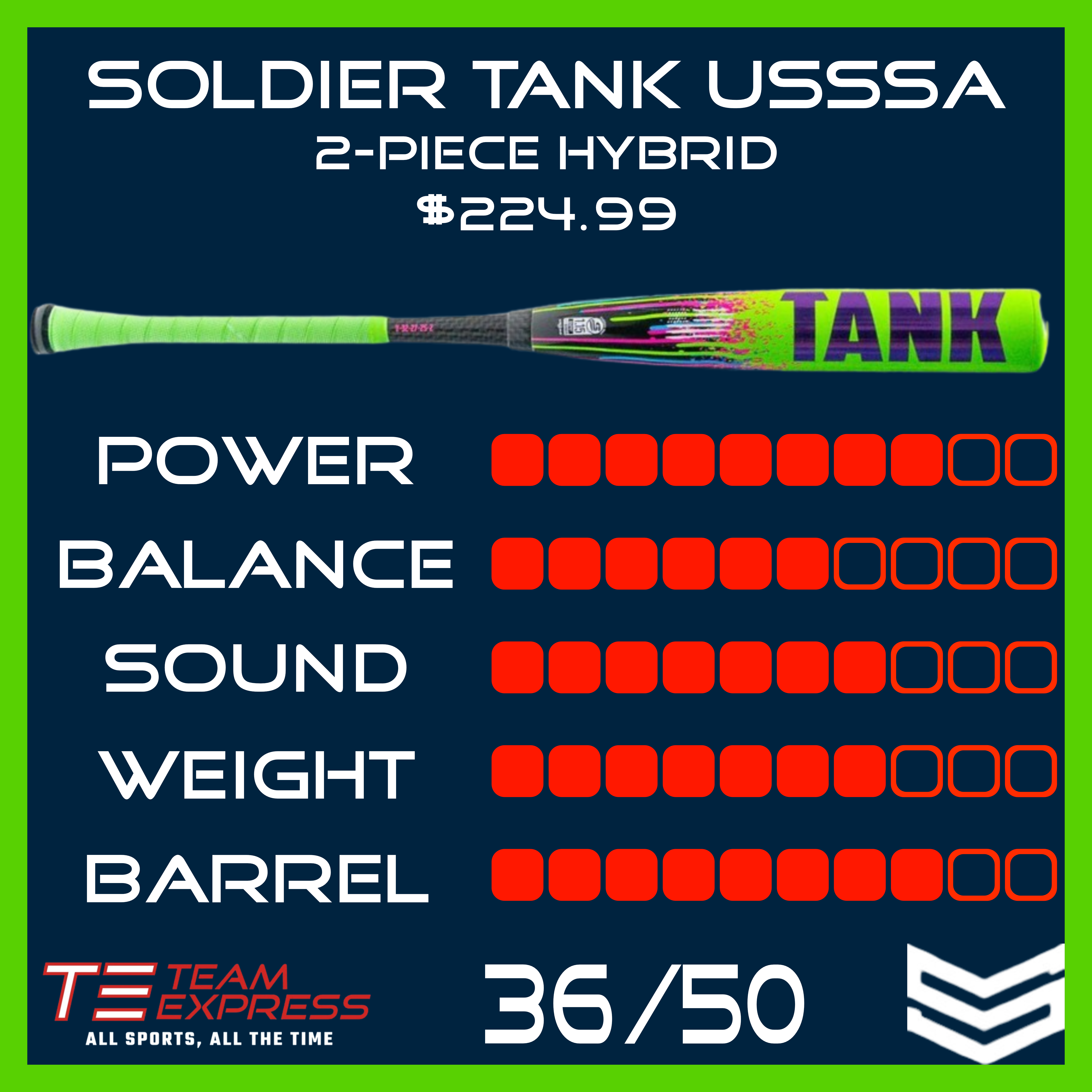 Soldier 2026 Tank Drip USSSA Baseball Bat