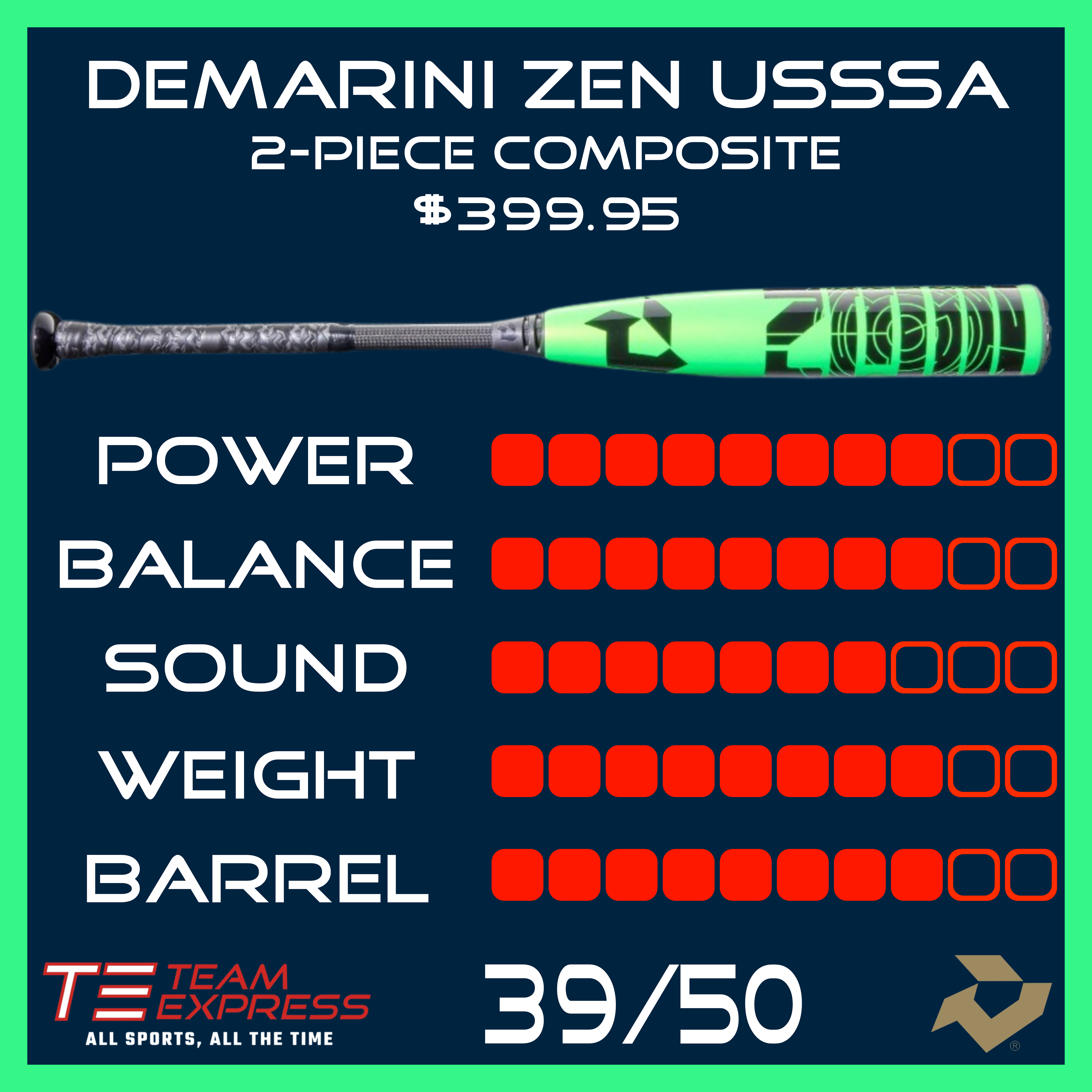 DeMarini 2026 Zen SL USSSA Baseball Bat