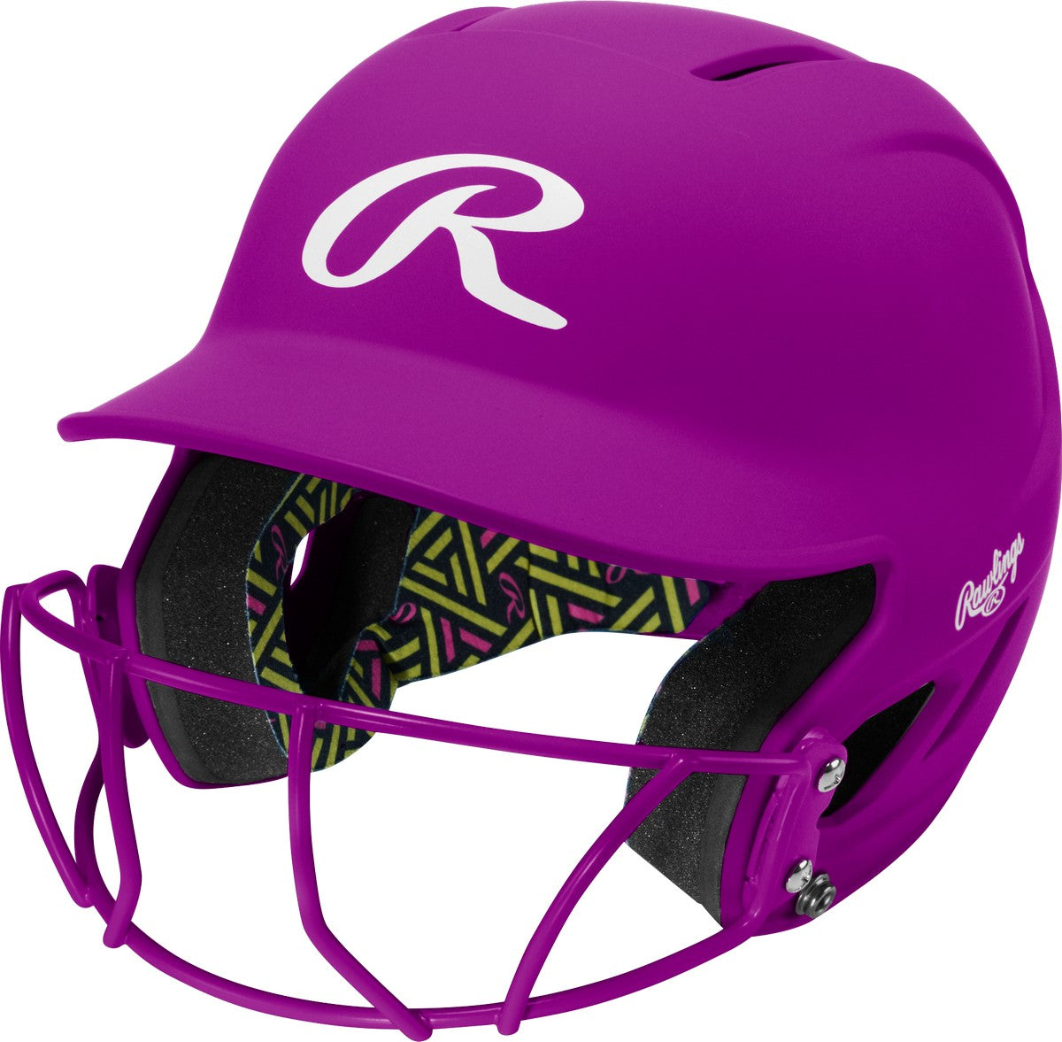Rawlings Coolflo Max Highlighter Series Youth Batting Helmet with Softball Face Guard