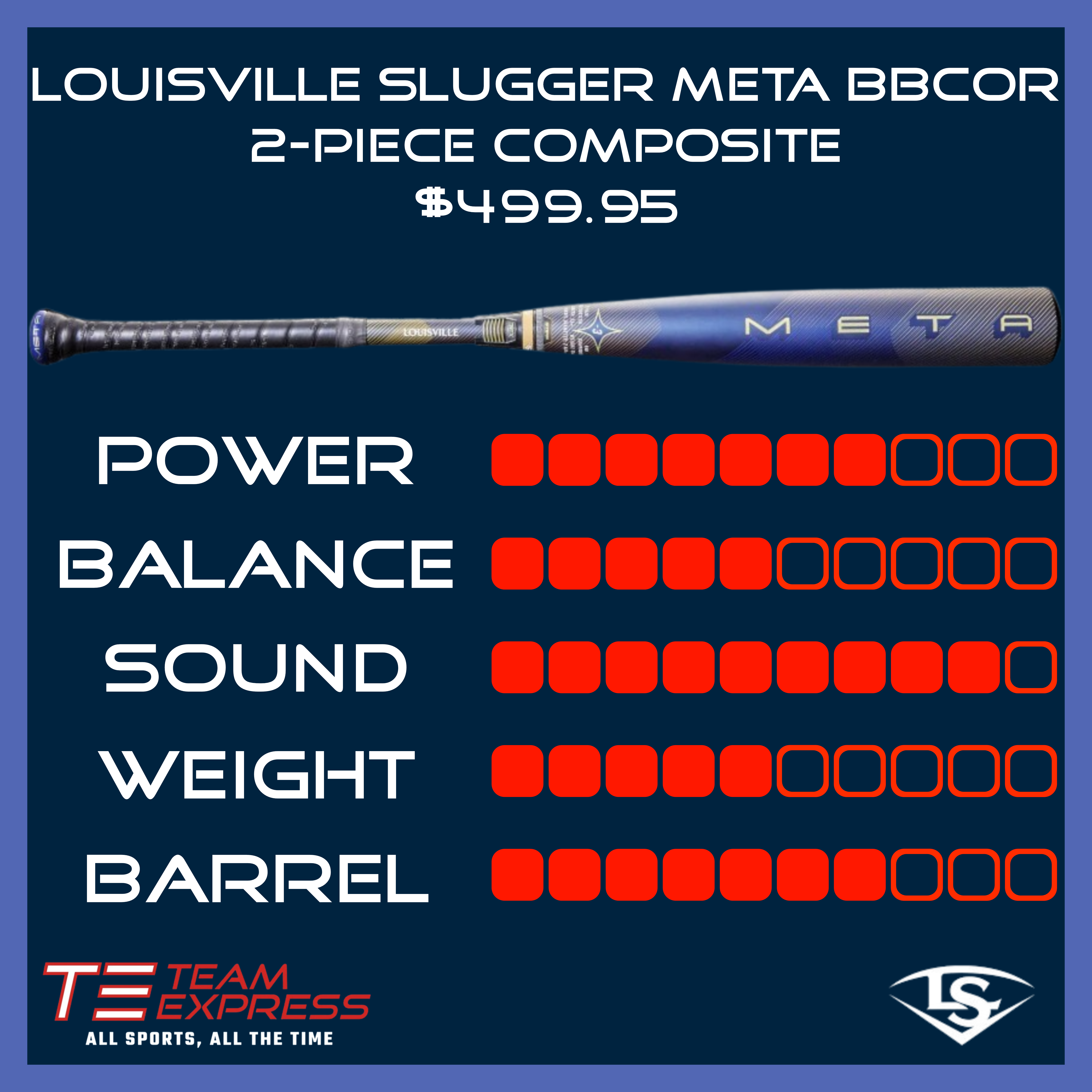 Louisville Slugger 2026 Meta 2-Piece Composite 2-5/8" Barrel -3 BBCOR Baseball Bat