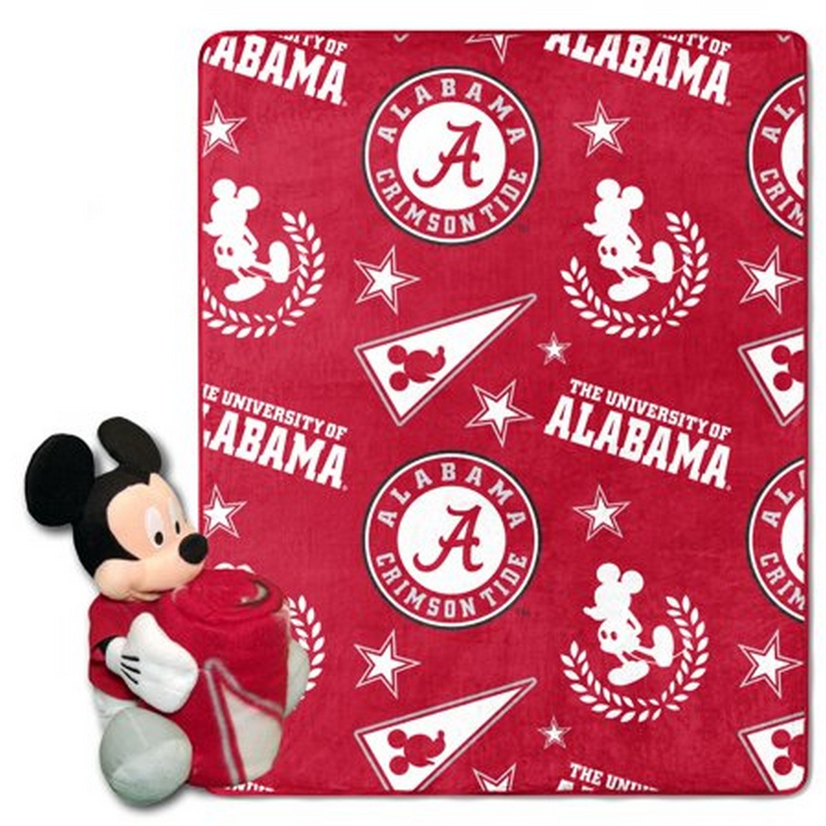Northwest NCAA Pennant Mickey Hugger Pillow & Silk Touch Throw Set