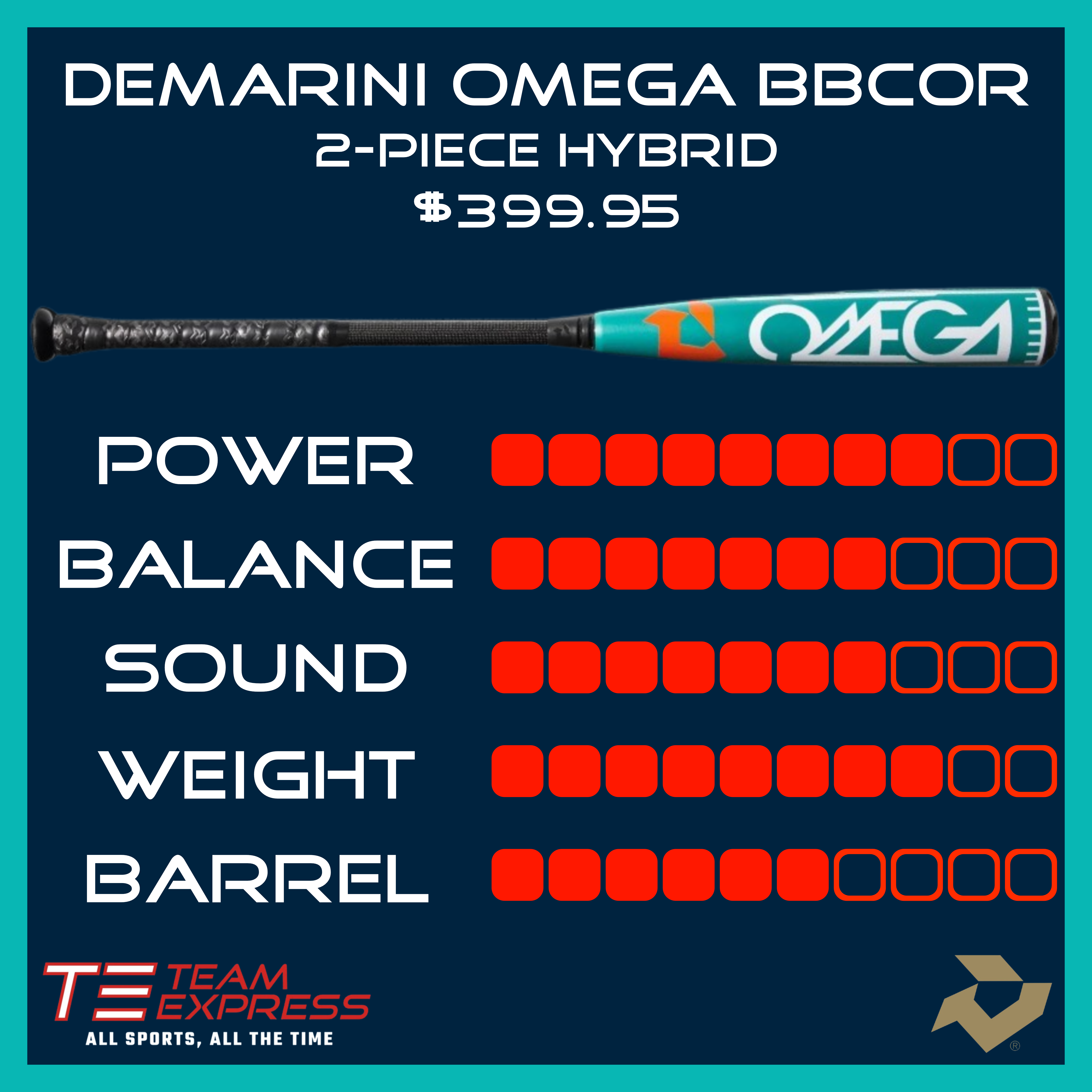 DeMarini 2026 Omega -3 BBCOR Baseball Bat