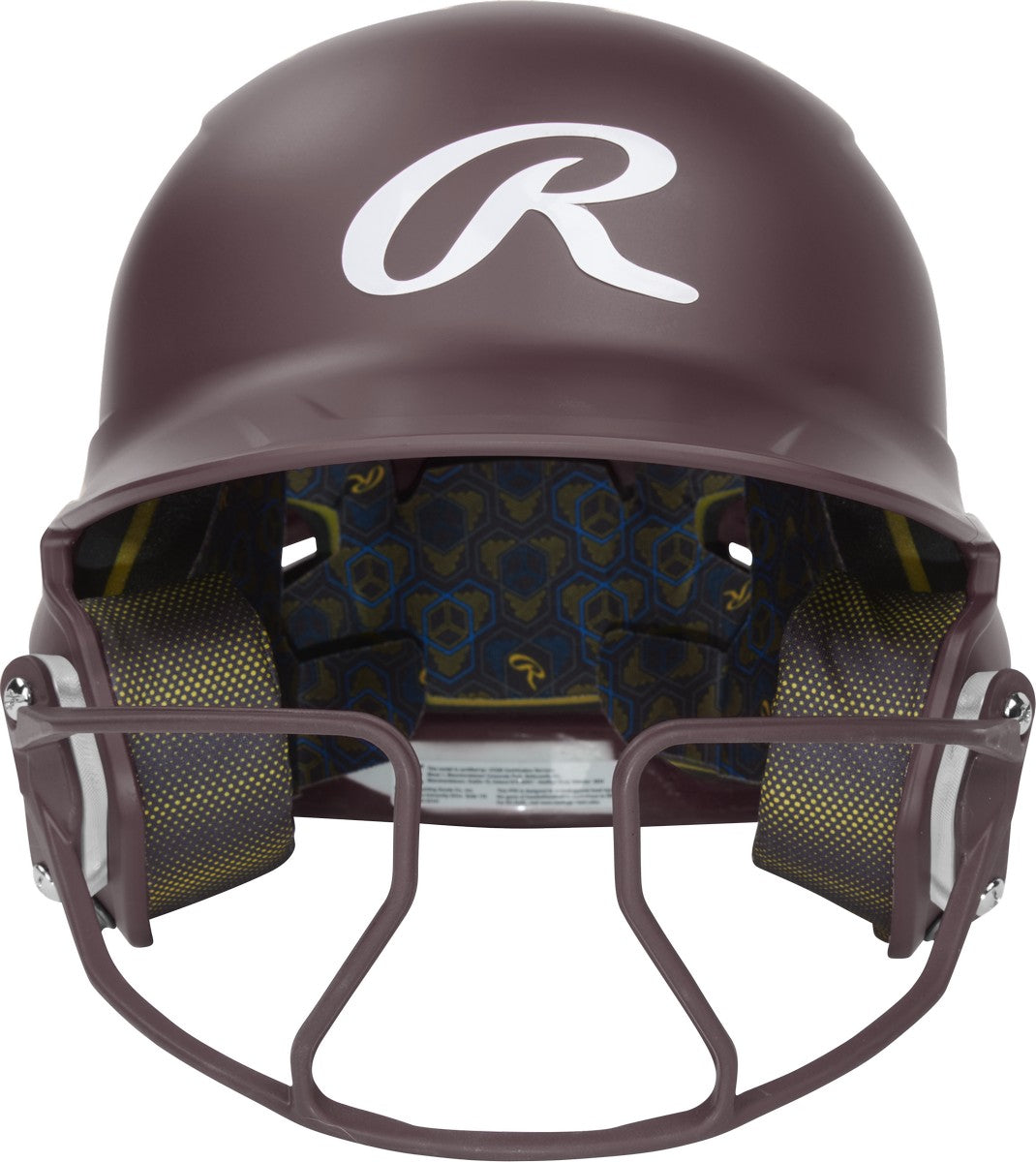 Rawlings Junior Fastpitch Matte Mach Hi-Viz 1-Tone Batting Helmet with Attached Hi-Viz Face Guard